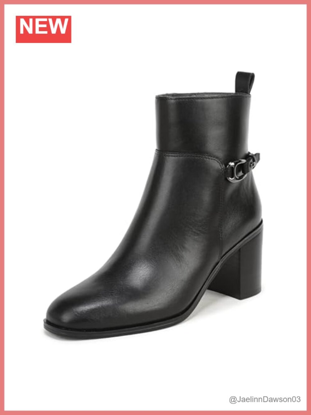 Franco Sarto Women's Leather Ankle Bootie, Square Toe, Block Heel with Side Zip